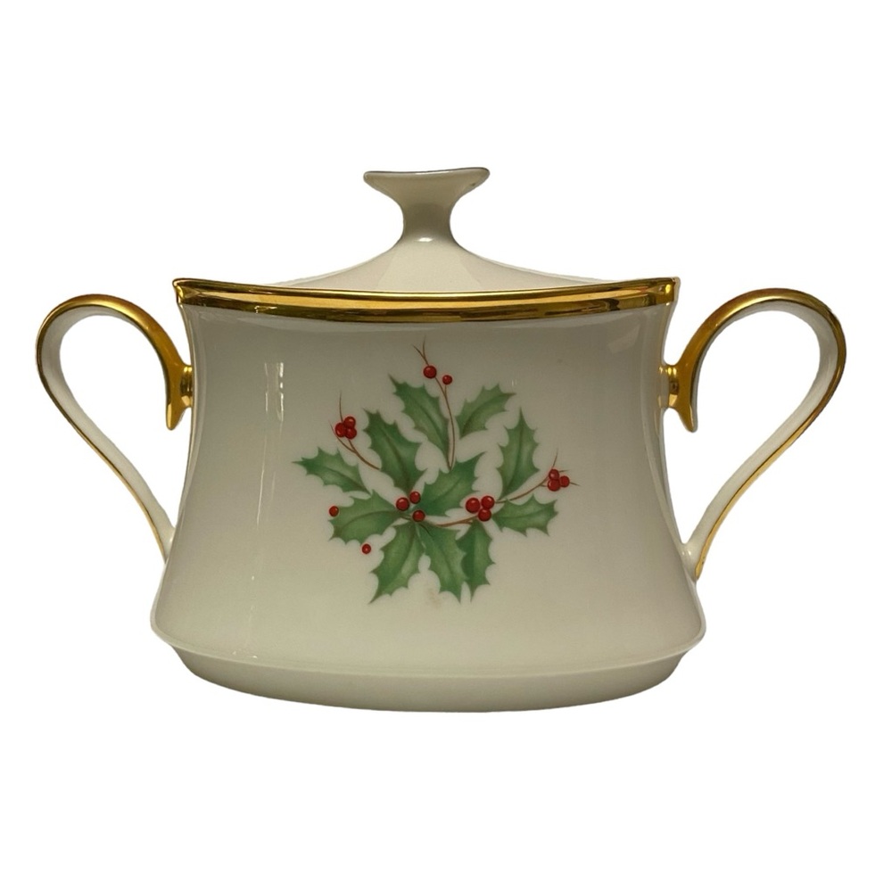 Sugar Bowl and Lid Holiday Dimension By Lenox